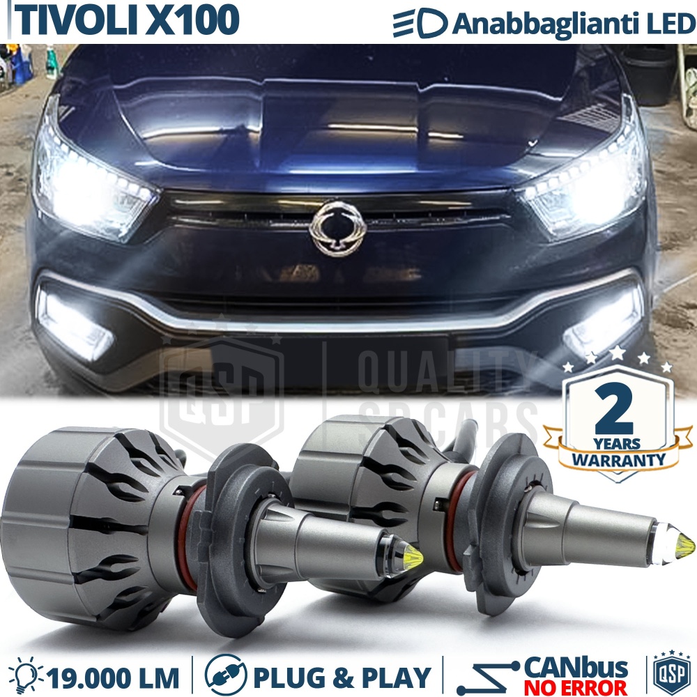 Kit LED H7 para Ssangyong Tivoli X100 Luces de Cruce | Bombillas LED CANbus Blanco Frío | 6000K 19000LM