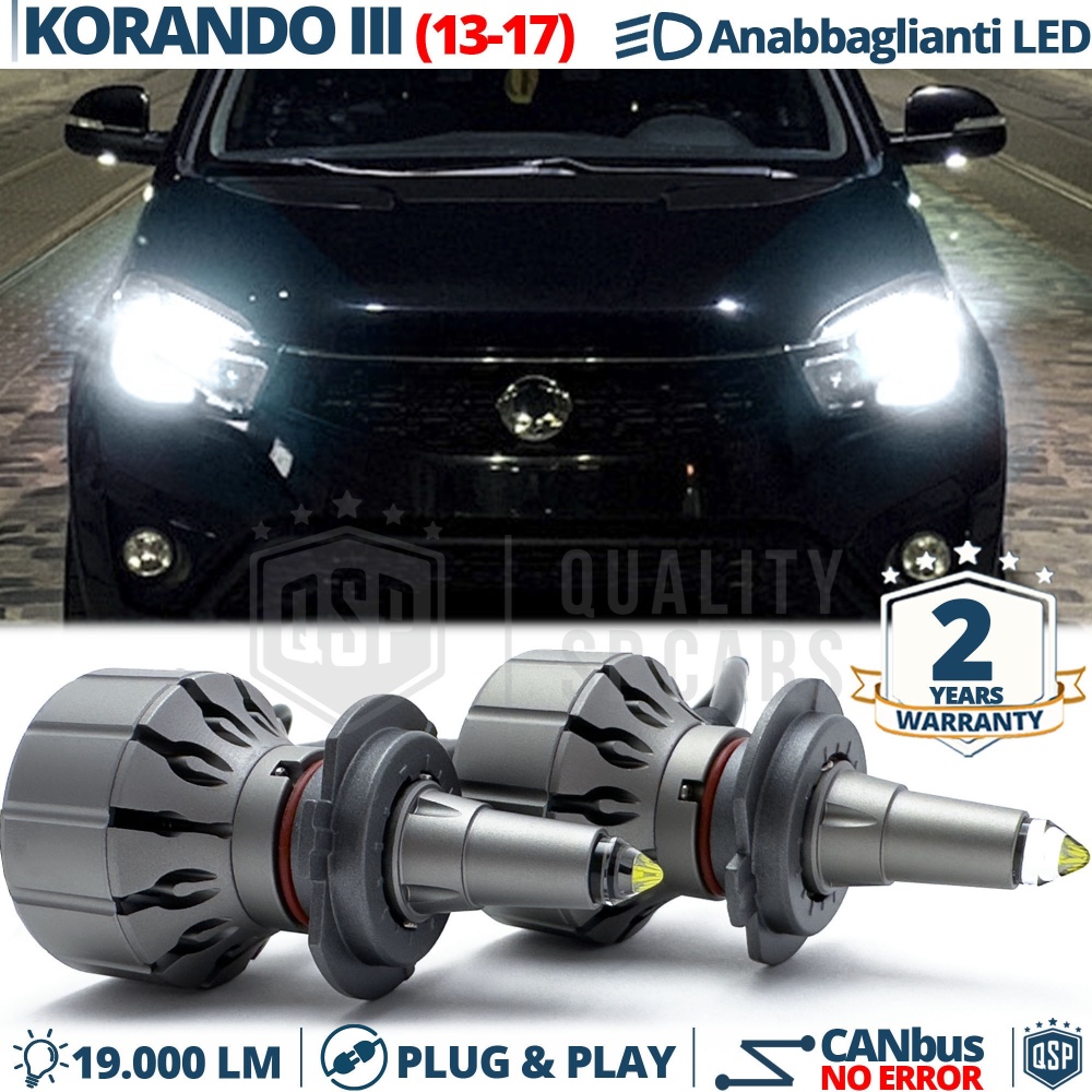 Kit LED H7 pour Ssangyong Korando 3 13-17 Feux de Croisement | Ampoules LED CANbus Blanc Pur | 6000K 19000LM