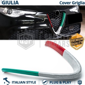 Borde de Rejilla V para Alfa Giulia, Bandera ITALIANA FIBRA DE CARBONO Real | Borde Tuning