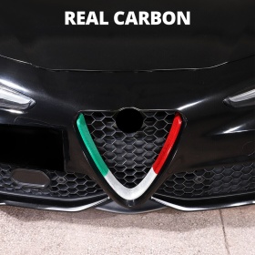 Borde de Rejilla V para Alfa Giulia, Bandera ITALIANA FIBRA DE CARBONO Real | Borde Tuning