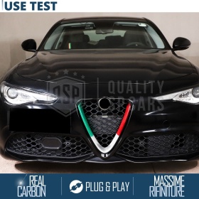 Borde de Rejilla V para Alfa Giulia, Bandera ITALIANA FIBRA DE CARBONO Real | Borde Tuning