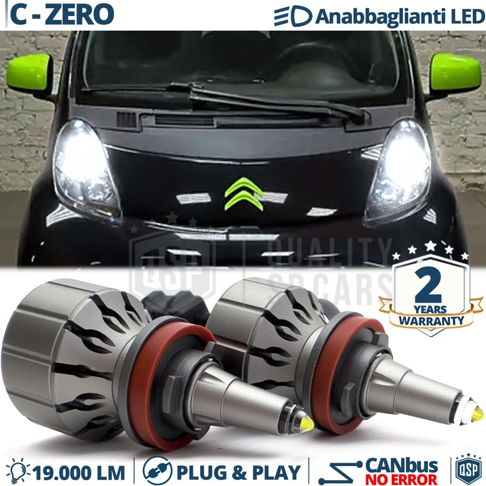 Kit LED H11 para Citroen C-ZERO Luces de Cruce | Bombillas LED CANbus Blanco Frío | 6000K 19000LM