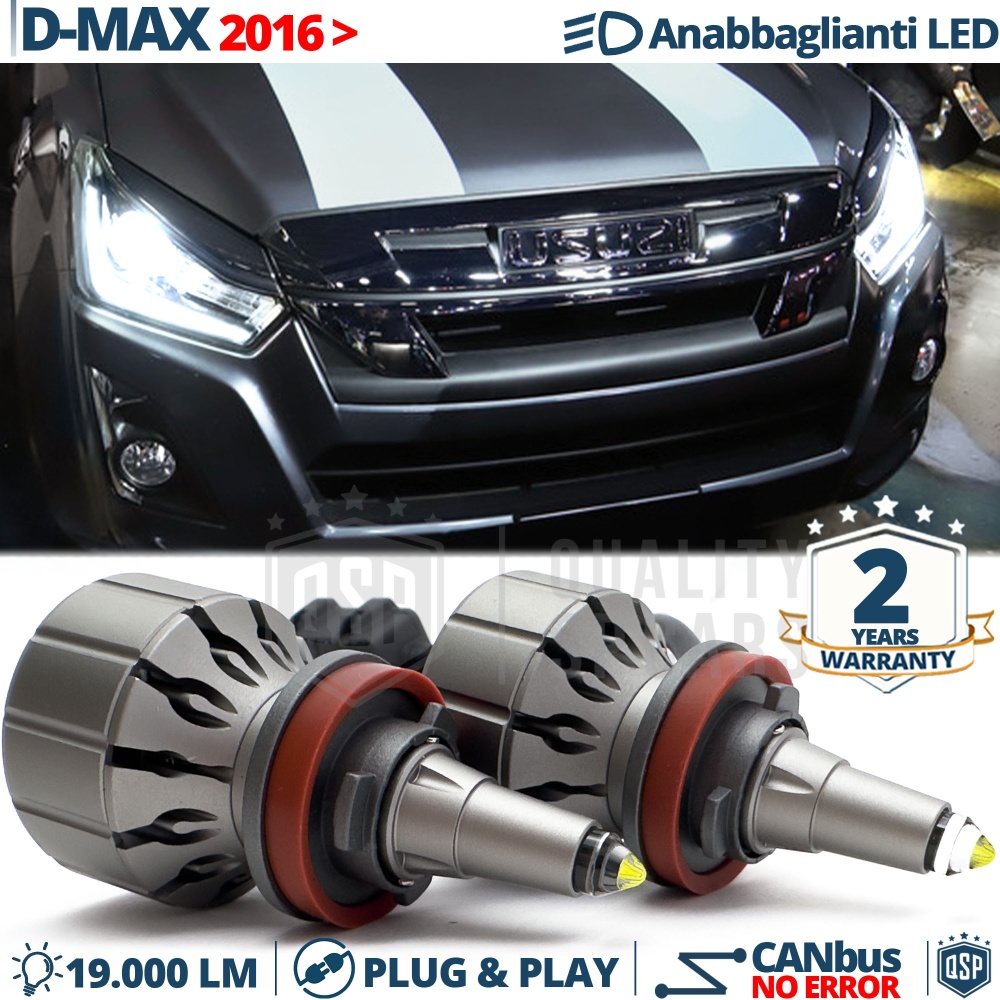 Kit LED H11 para Isuzu D-MAX 2 16-19 Luces de Cruce | Bombillas LED CANbus Blanco Frío | 6000K 19000LM