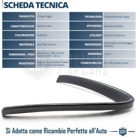 Borde de Rejilla para Alfa Romeo Giulia, Forma de V Carbón Negro | Borde Decorativo Tuning