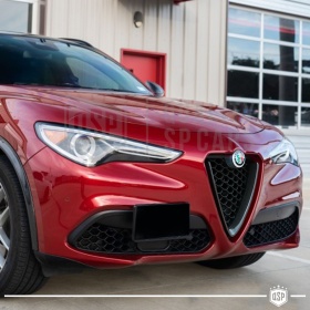 Borde de Rejilla para Alfa Romeo Stelvio, Forma de V Carbón Negro | Borde Decorativo Tuning