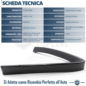 Borde de Rejilla para Alfa Romeo Stelvio, Forma de V Carbón Negro | Borde Decorativo Tuning