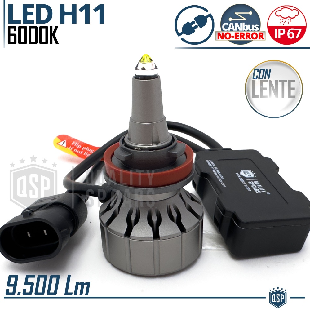 1 H11 LED Bulb CANbus for Projector Headlights Professional | Powerful White Light 9.500LM