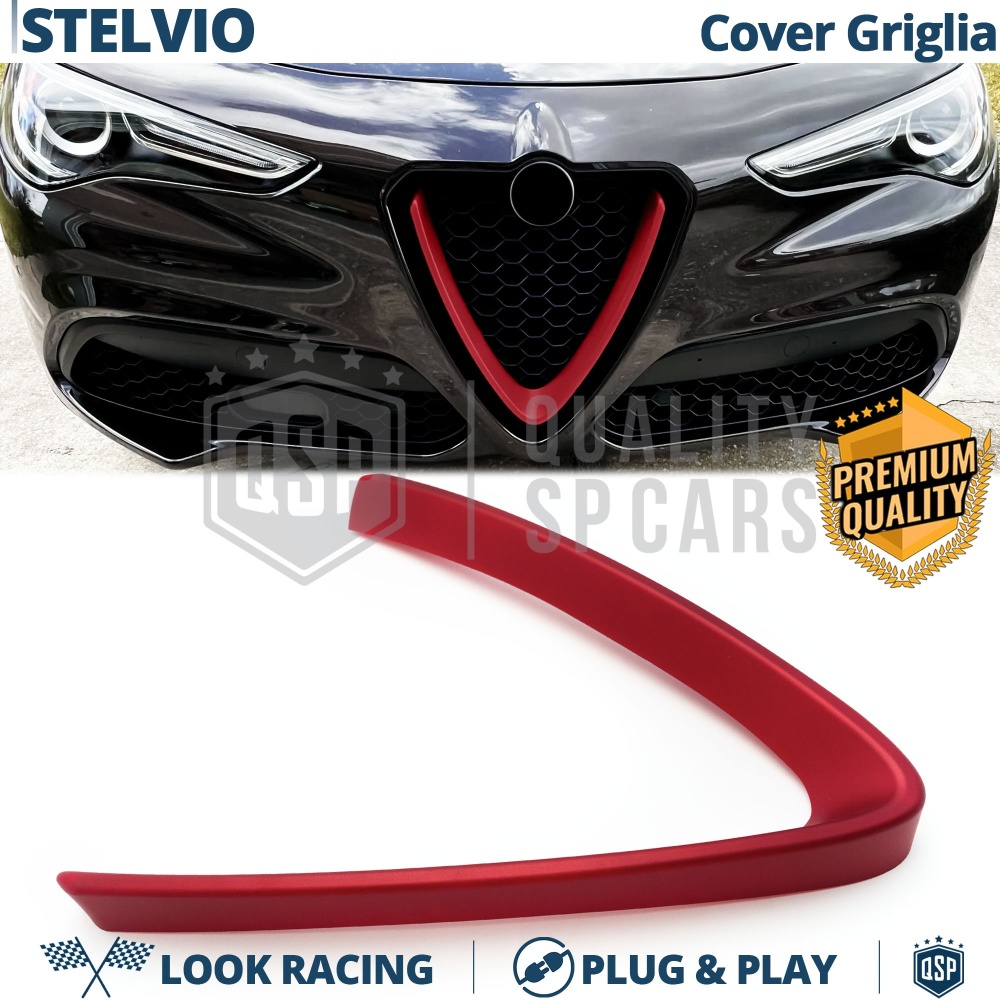 Borde de Rejilla para Alfa Romeo Stelvio, Forma de V Rojo | Borde Decorativo Tuning Borde de Rejilla para Alfa Romeo Stelvio, Forma de V Rojo | Borde Decorativo Tuning