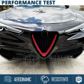 Borde de Rejilla para Alfa Romeo Stelvio, Forma de V Rojo | Borde Decorativo Tuning