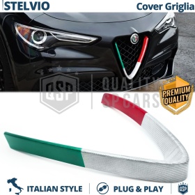 Borde de Rejilla V para Alfa Stelvio, Bandera ITALIANA FIBRA DE CARBONO Real | Borde Tuning