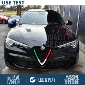 Borde de Rejilla V para Alfa Stelvio, Bandera ITALIANA FIBRA DE CARBONO Real | Borde Tuning