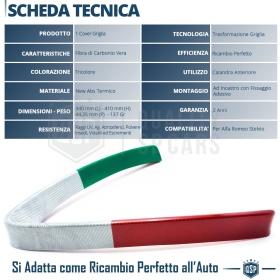 Borde de Rejilla V para Alfa Stelvio, Bandera ITALIANA FIBRA DE CARBONO Real | Borde Tuning