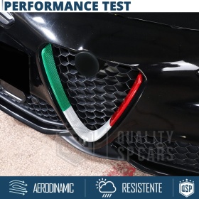 Borde de Rejilla V para Alfa Stelvio, Bandera ITALIANA FIBRA DE CARBONO Real | Borde Tuning