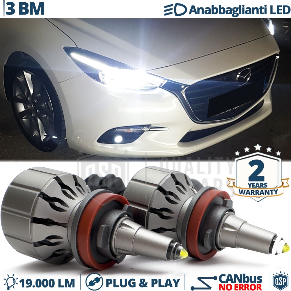 Kit LED H11 para MAZDA 3 BM Luces de Cruce | Bombillas LED CANbus Blanco Frío | 6000K 19000LM