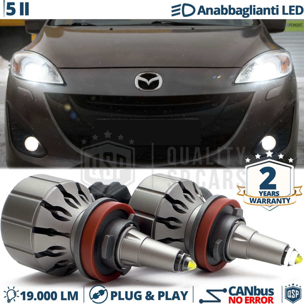 Kit Full LED H11 Per MAZDA 5 2 Luci Anabbaglianti LED Bianco Potente CANbus | 6000K 19000LM