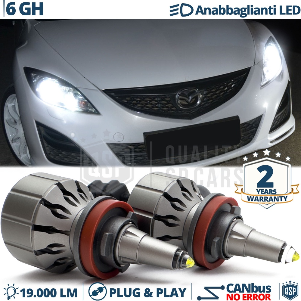 Kit LED H11 para MAZDA 6 GH 08-11 Luces de Cruce | Bombillas LED CANbus Blanco Frío | 6000K 19000LM
