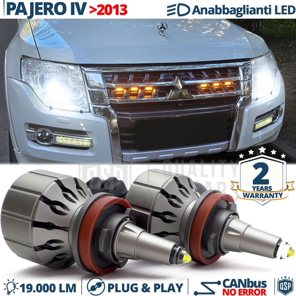 Kit LED H11 para MITSUBISHI PAJERO 4 desde 2013 Luces de Cruce | Bombillas LED CANbus Blanco Frío | 6000K 19000LM