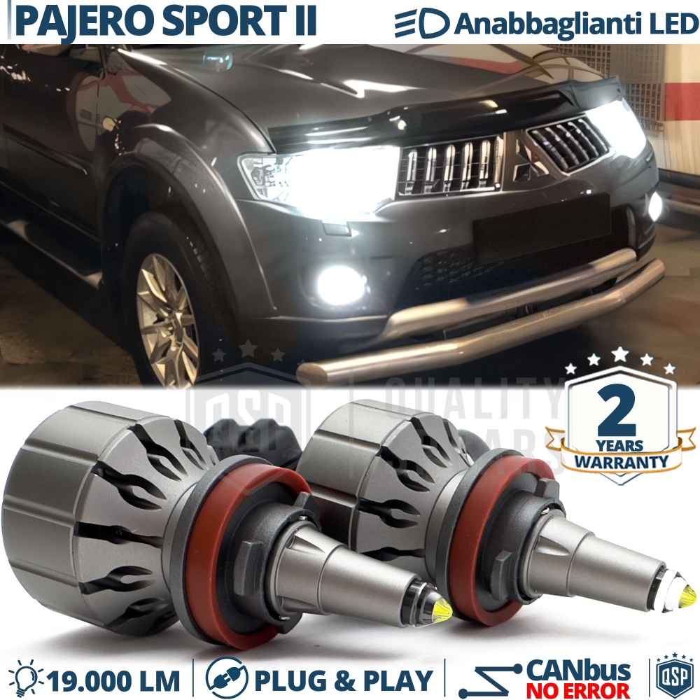 Kit LED H11 para MITSUBISHI PAJERO SPORT 2 Luces de Cruce | Bombillas LED CANbus Blanco Frío | 6000K 19000LM