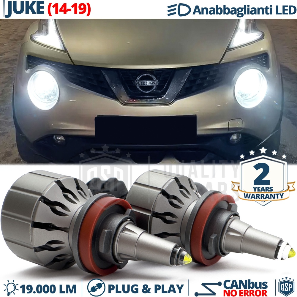 Kit Full LED H11 Per NISSAN JUKE Dal 2014 Luci Anabbaglianti LED Bianco Potente CANbus | 19000LM
