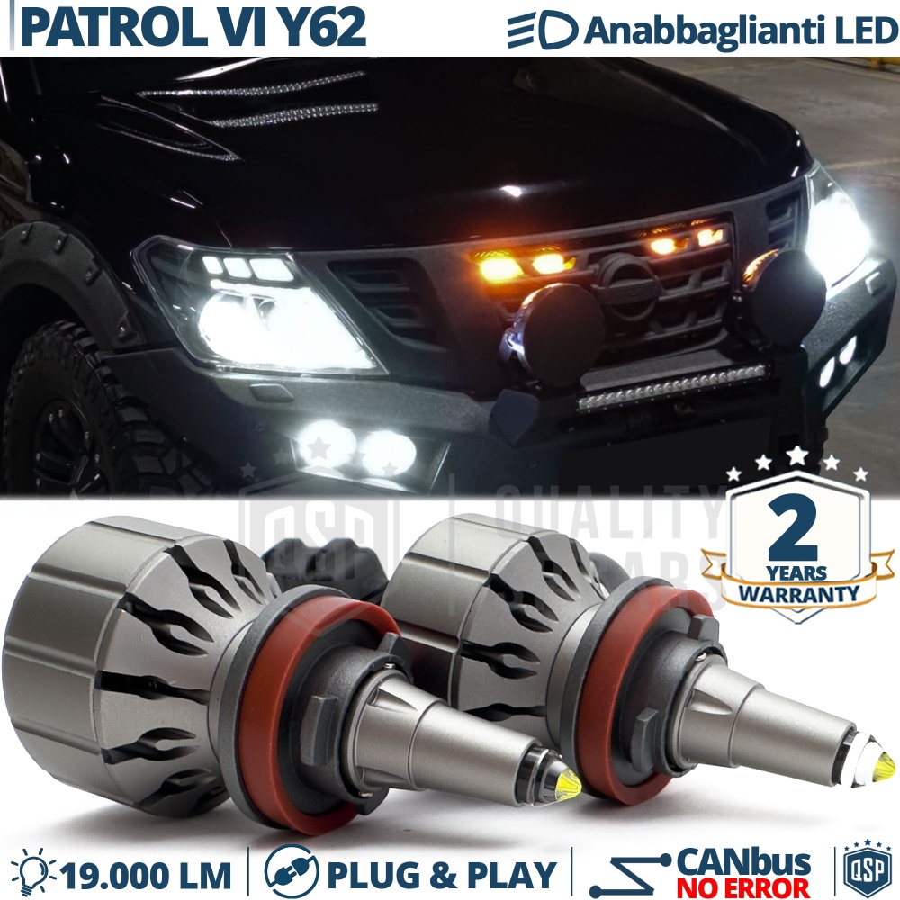 Kit LED H11 para NISSAN PATROL 6 Y62 Luces de Cruce | Bombillas LED CANbus Blanco Frío | 6000K 19000LM