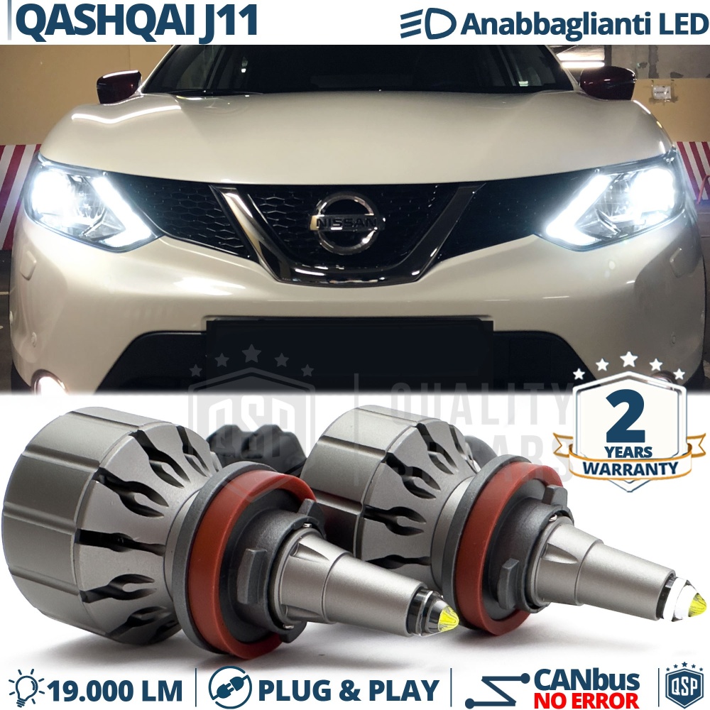 Kit Full LED Per NISSAN QASHQAI J11 14-18 Luci Anabbaglianti LED Bianco Potente CANbus | 19000LM