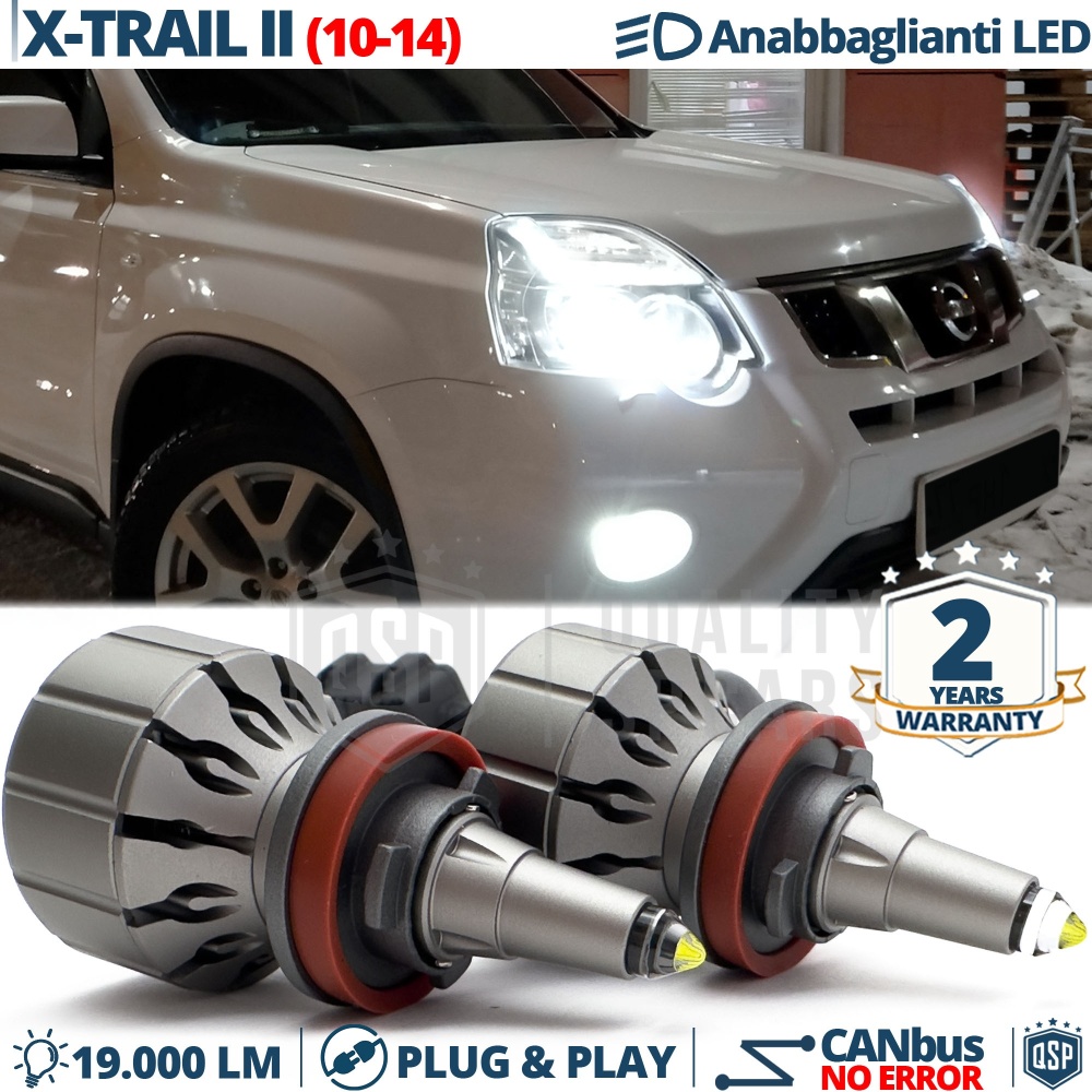 Kit LED H11 para NISSAN X-TRAIL 2 T31 10-14 Luces de Cruce | Bombillas LED CANbus Blanco Frío | 6000K 19000LM