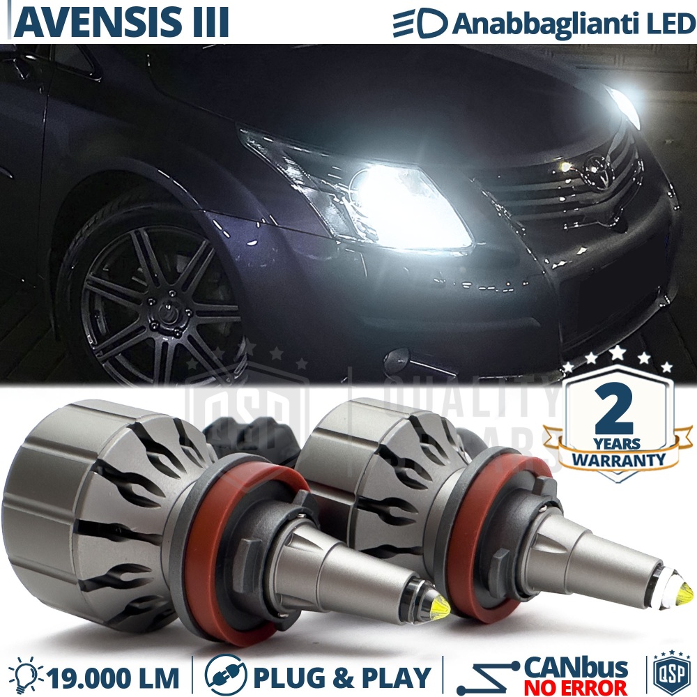 Kit LED H11 para TOYOTA AVENSIS 3 09-11 Luces de Cruce | Bombillas LED CANbus Blanco Frío | 6000K 19000LM