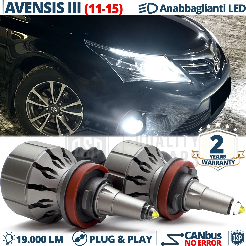 Kit LED H11 para TOYOTA AVENSIS 3 11-15 Luces de Cruce | Bombillas LED CANbus Blanco Frío | 6000K 19000LM
