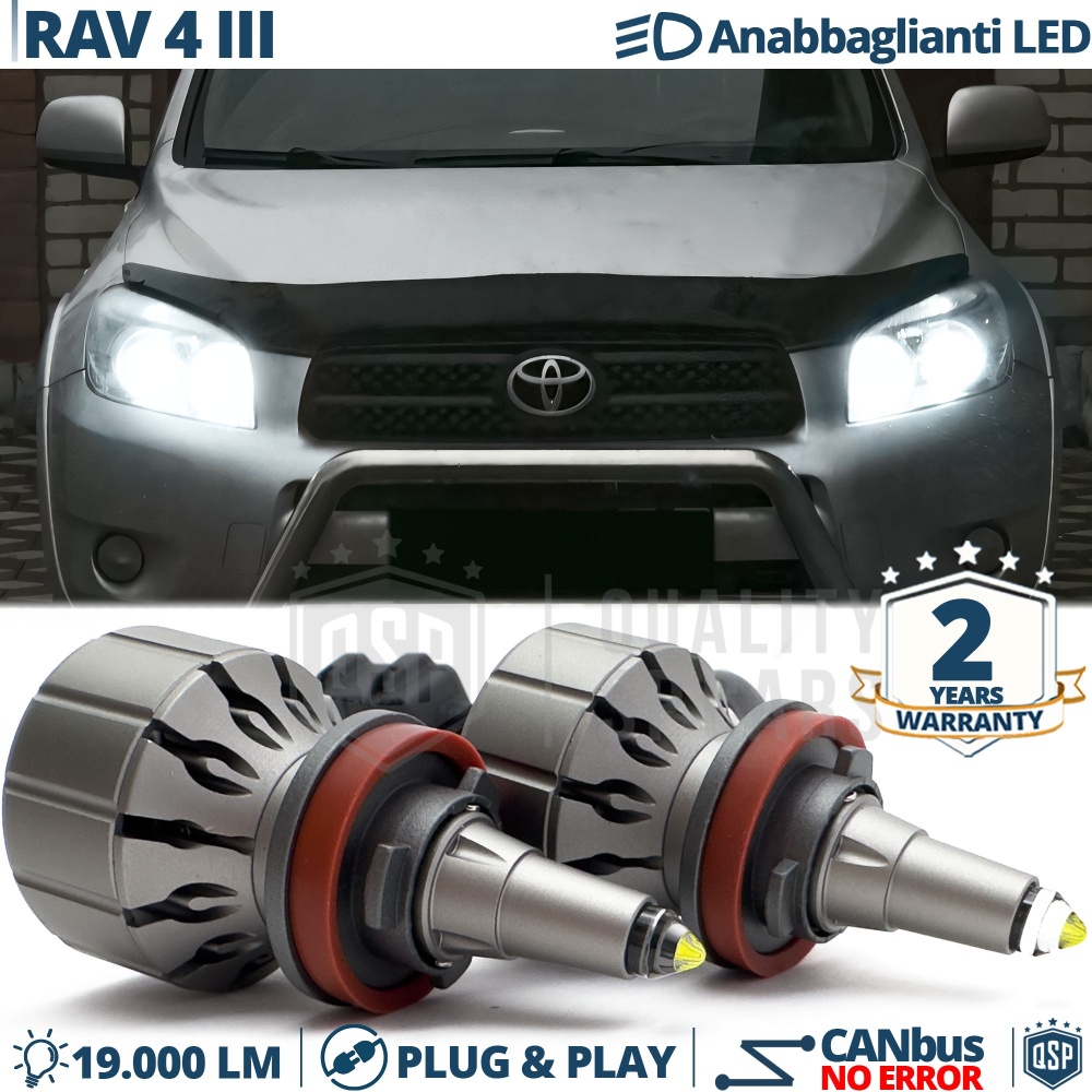 Kit Full LED H11 Per TOYOTA RAV4 3 Luci Anabbaglianti LED Bianco Potente CANbus | 6000K 19000LM