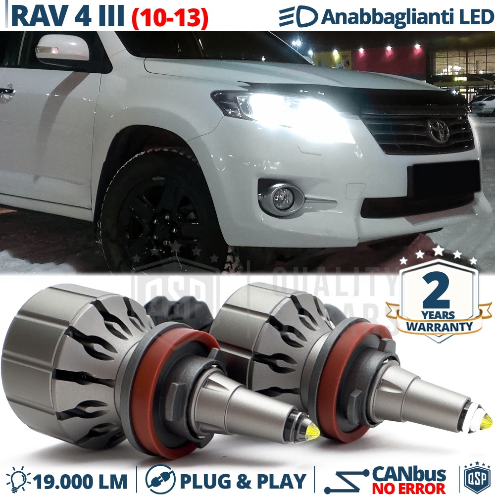 Kit LED H11 para TOYOTA RAV4 3 10-13 Luces de Cruce | Bombillas LED CANbus Blanco Frío | 6000K 19000LM