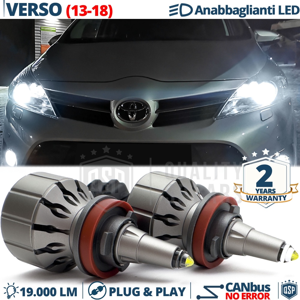 Kit LED H11 para TOYOTA VERSO 13-18 Luces de Cruce | Bombillas LED CANbus Blanco Frío | 6000K 19000LM