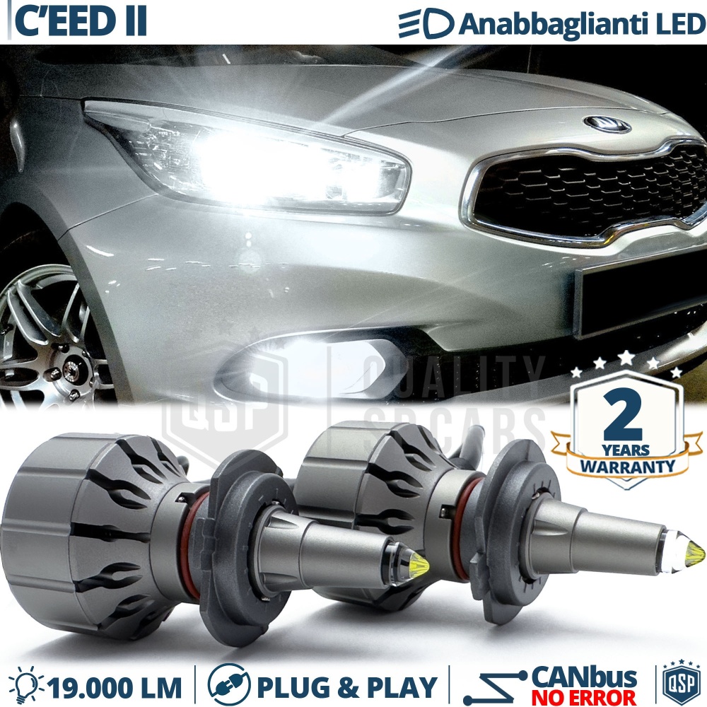 Kit LED H7 para Kia Ceed 2 Luces de Cruce | Bombillas LED CANbus Blanco Frío | 6000K 19000LM
