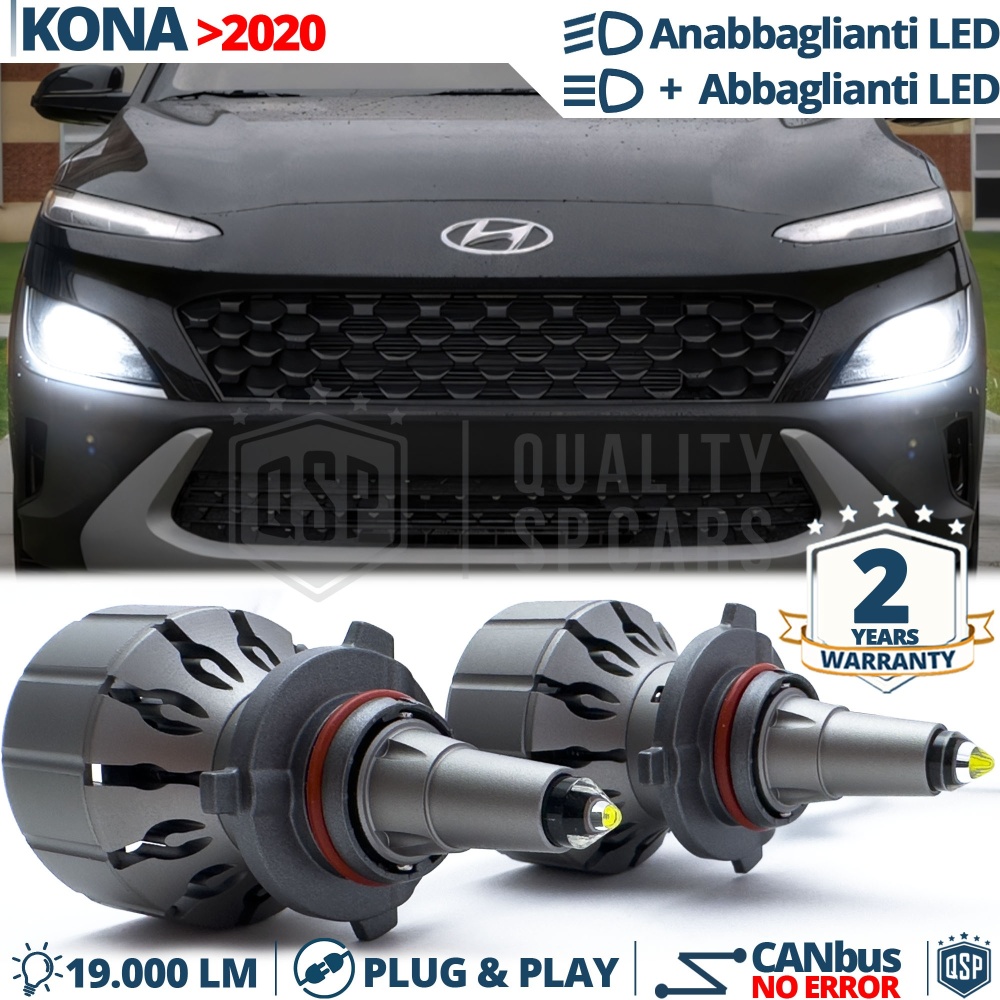 Kit LED HB3 para Hyundai Kona desde 2020 Luces de Cruce + Carretera CANbus | 6000K 19000LM