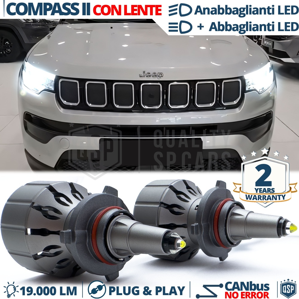 Kit LED HB3 para Jeep Compass 2 17-21 Luces de Cruce + Carretera CANbus | 6000K 19000LM