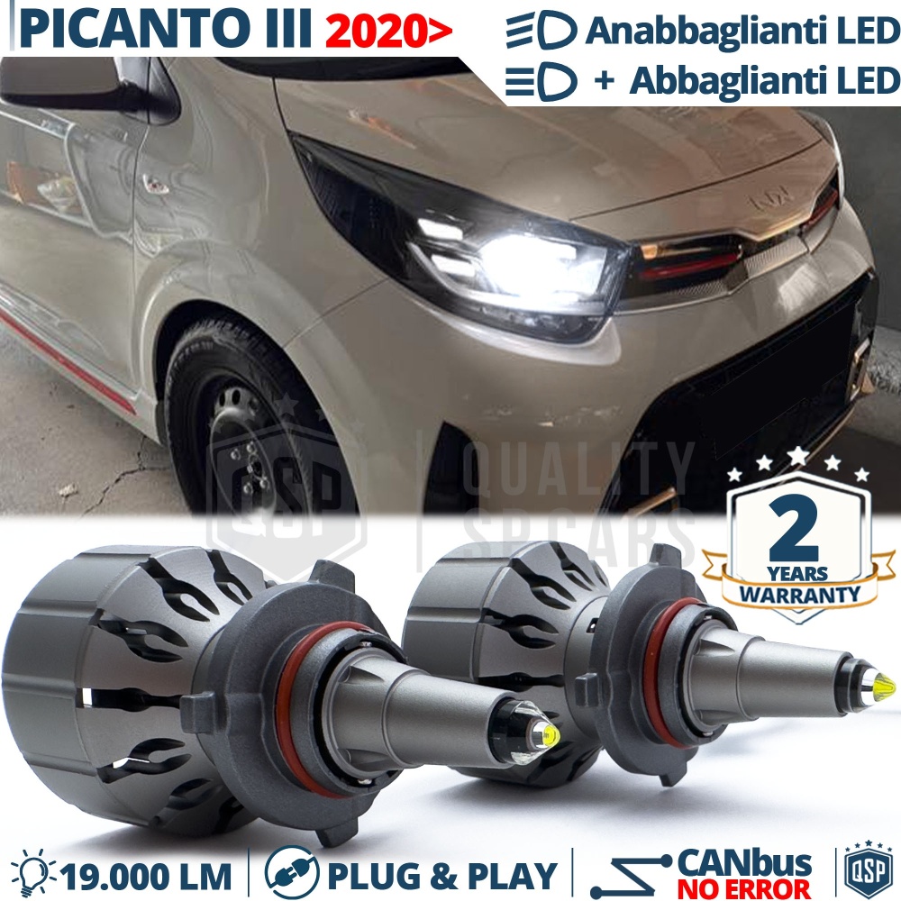 Kit LED HB3 Per Kia Picanto 3 DAL 2020 Luci Anabbaglianti + Abbaglianti CANbus | 6000K 19000LM