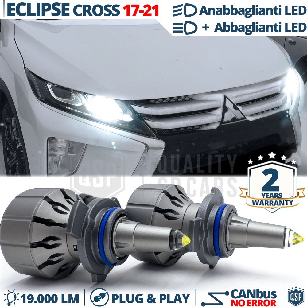 Kit LED HIR-2 para Mitsubishi Eclipse Cross 17-21 Luces de Cruce + Carretera | Bombillas LED CANbus Blanco Frío | 6000K 19000LM