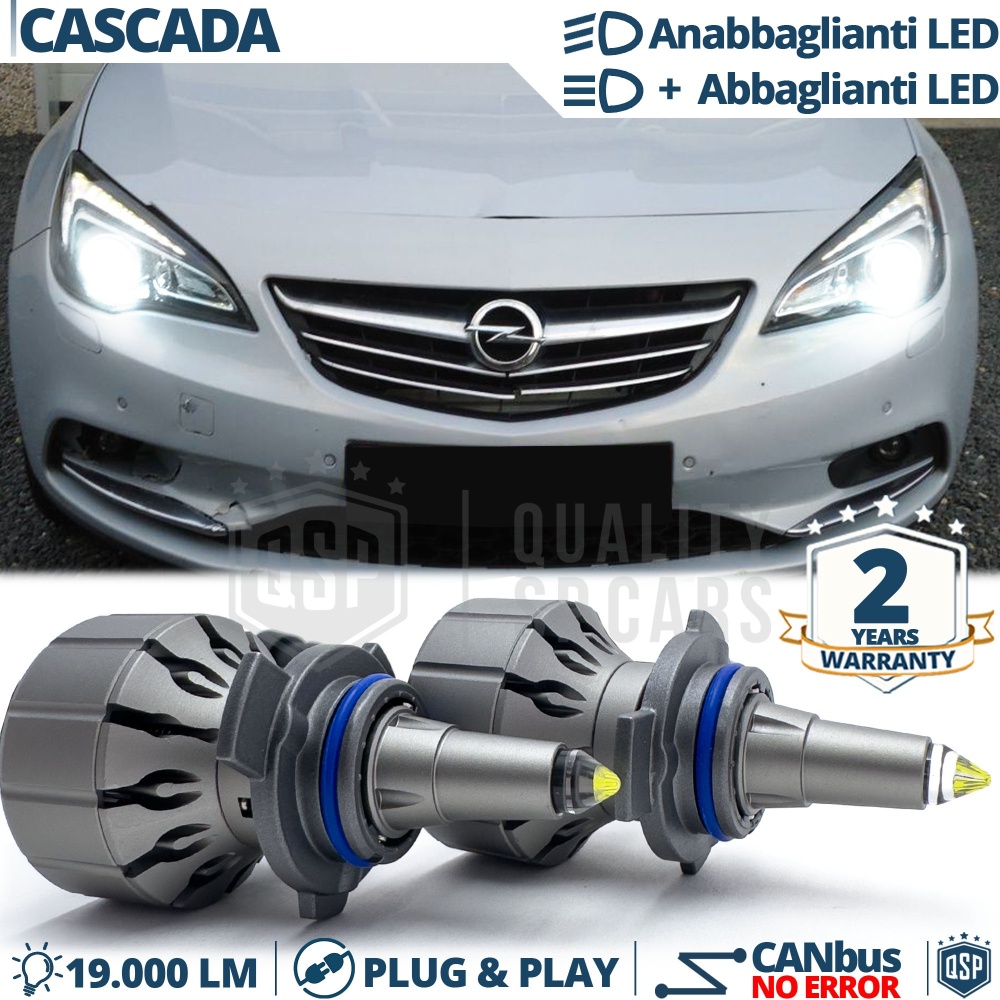 Kit LED HIR-2 para Opel Cascada Luces de Cruce + Carretera | Bombillas LED CANbus Blanco Frío | 6000K 19000LM