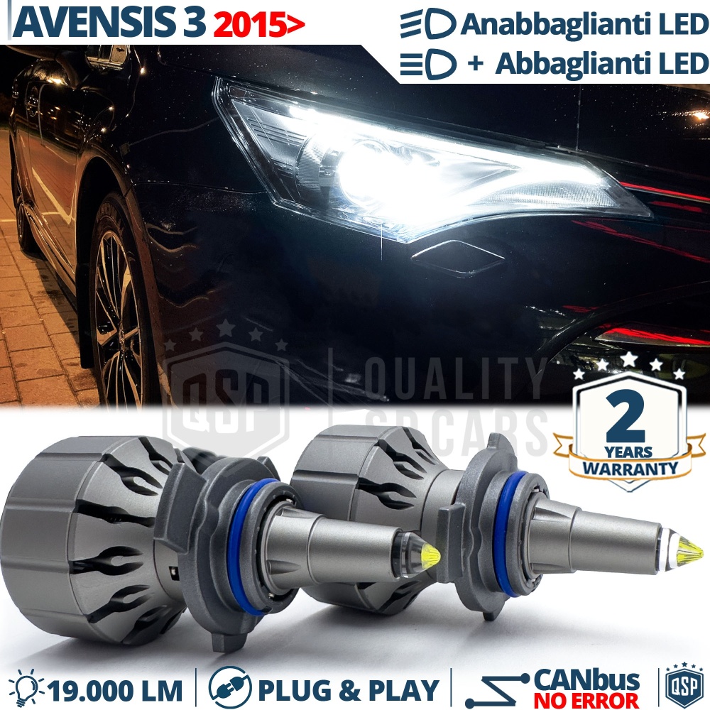 Kit LED HIR-2 para Toyota Avensis 3 desde 2015 Luces de Cruce + Carretera | Bombillas LED CANbus Blanco Frío | 6000K 19000LM