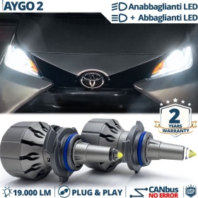 Kit LED HIR-2 para Toyota Aygo 2 14-18 Luces de Cruce + Carretera | Bombillas LED CANbus Blanco Frío | 6000K 19000LM