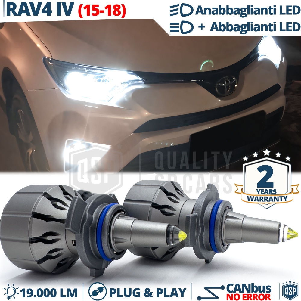 Kit LED HIR-2 para Toyota Rav4 4 15-18 Luces de Cruce + Carretera | Bombillas LED CANbus Blanco Frío | 6000K 19000LM