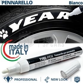 Marcador profesional de neumáticos blancos MADE IN ITALY Escritos blancos indelebles en los neumáticos | clima RESISTENTES