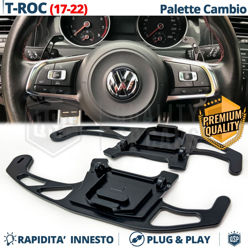 2 Levas de Volante para VW T-Roc 17-22 | Reemplazo Levas de Cambio de Aluminio Negro