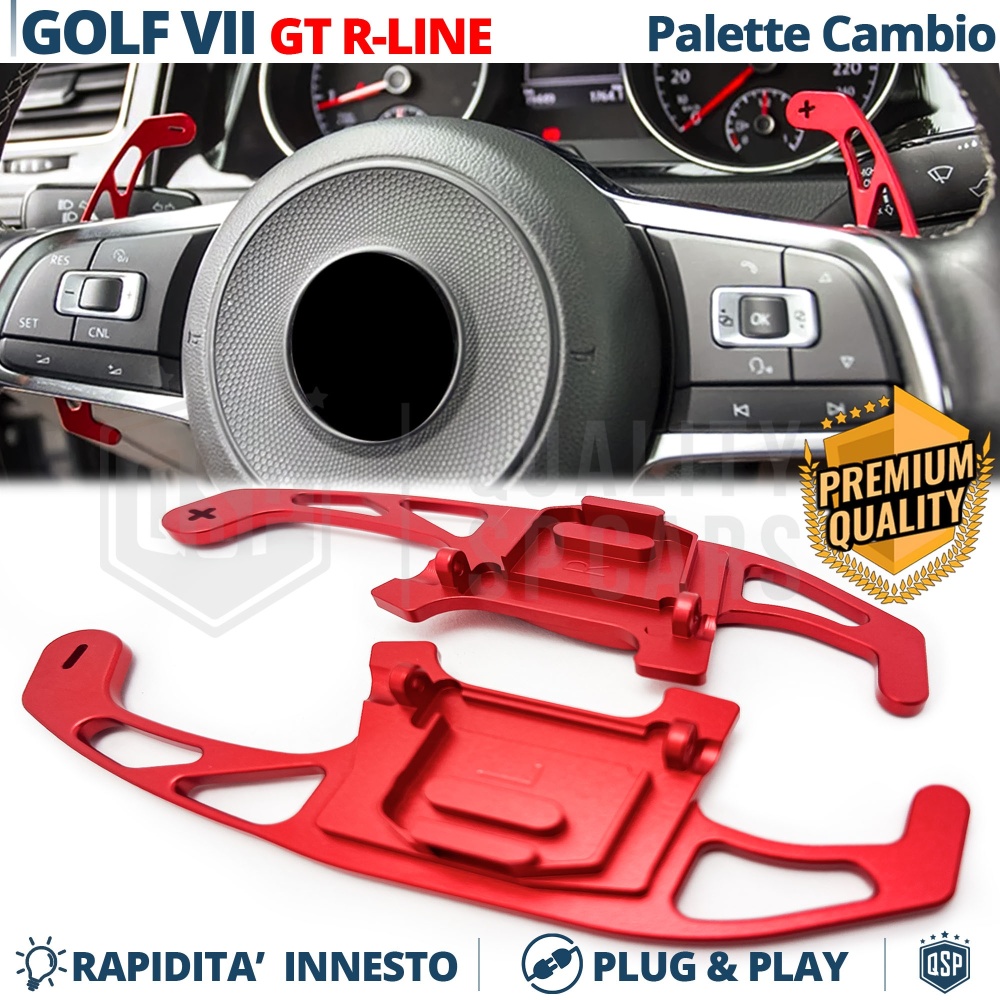 2 Levas de Volante para VW Golf 7 GTI, GTD, R | Reemplazo Levas de Cambio de Aluminio Rojo