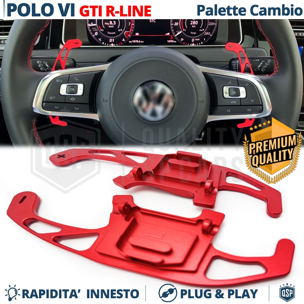 2 Levas de Volante para VW Polo 6 GTI, R-Line 17-21 | Reemplazo Levas de Cambio de Aluminio Rojo 2 Levas de Volante para VW Polo 6 GTI, R-Line 17-21 | Reemplazo Levas de Cambio de Aluminio Rojo