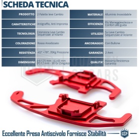 2 Levas de Volante para VW Polo 6 GTI, R-Line 17-21 | Reemplazo Levas de Cambio de Aluminio Rojo