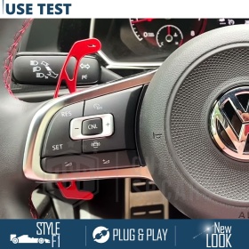 2 Steering Wheel Paddle Shift for VW T-Roc 17-22 | Red Aluminum Paddle Shifters Replacement