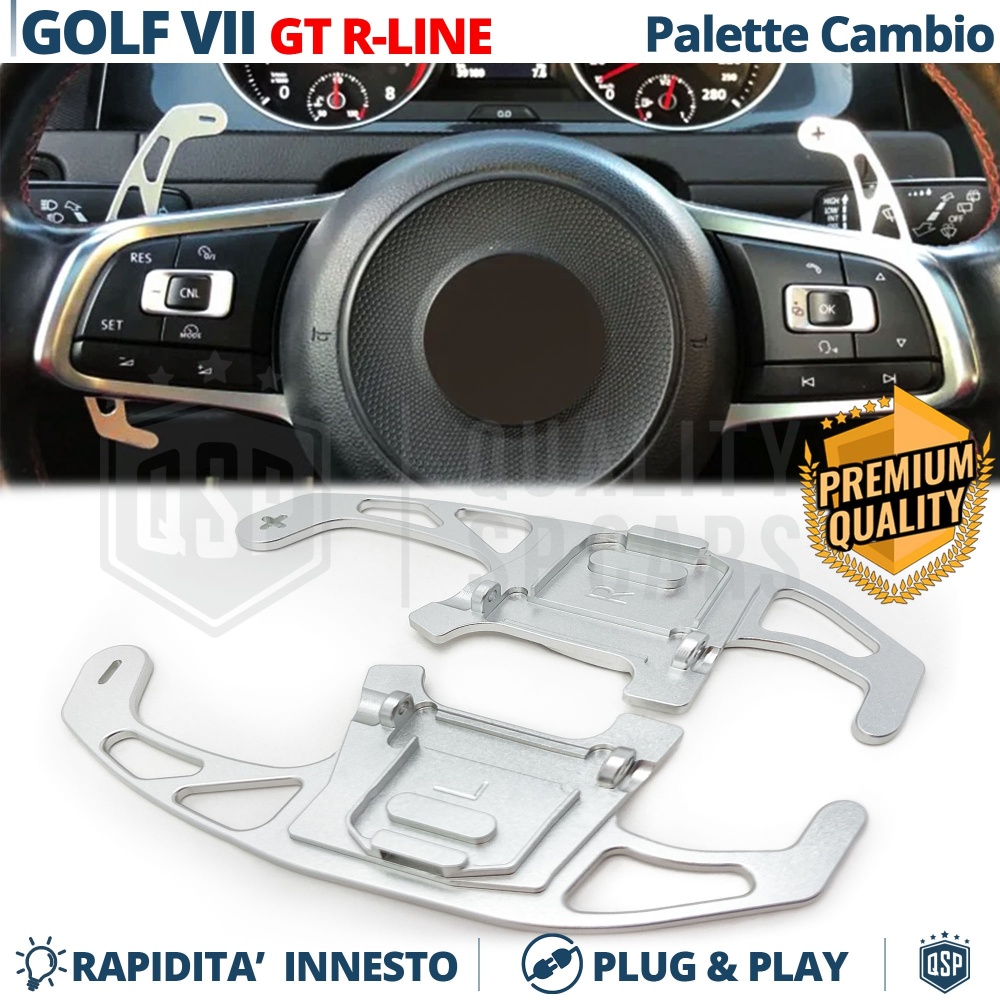 2 Levas de Volante para VW Golf 7 GTI, GTD, R | Reemplazo Levas de Cambio de Aluminio Silver