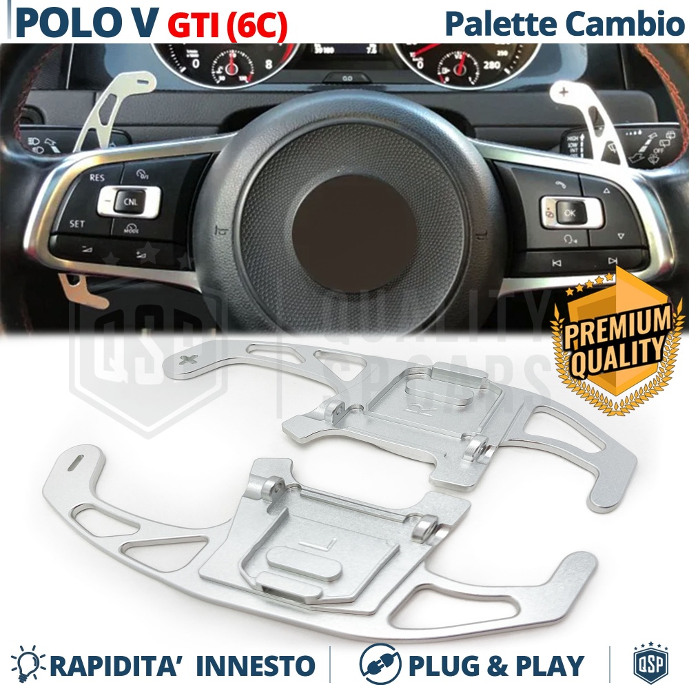 2 Levas de Volante para VW Polo 6C GTI, R-Line | Reemplazo Levas de Cambio de Aluminio Silver 2 Levas de Volante para VW Polo 6C GTI, R-Line | Reemplazo Levas de Cambio de Aluminio Silver
