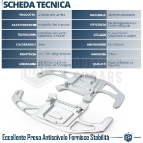 2 PALETTE Cambio al Volante per VW Tiguan 2 R-Line 16-22 | Ricambio Paddle Leve Alluminio Silver