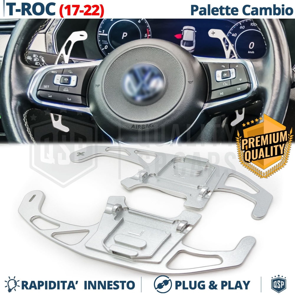 2 Levas de Volante para VW T-Roc 17-22 | Reemplazo Levas de Cambio de Aluminio Silver 2 Levas de Volante para VW T-Roc 17-22 | Reemplazo Levas de Cambio de Aluminio Silver